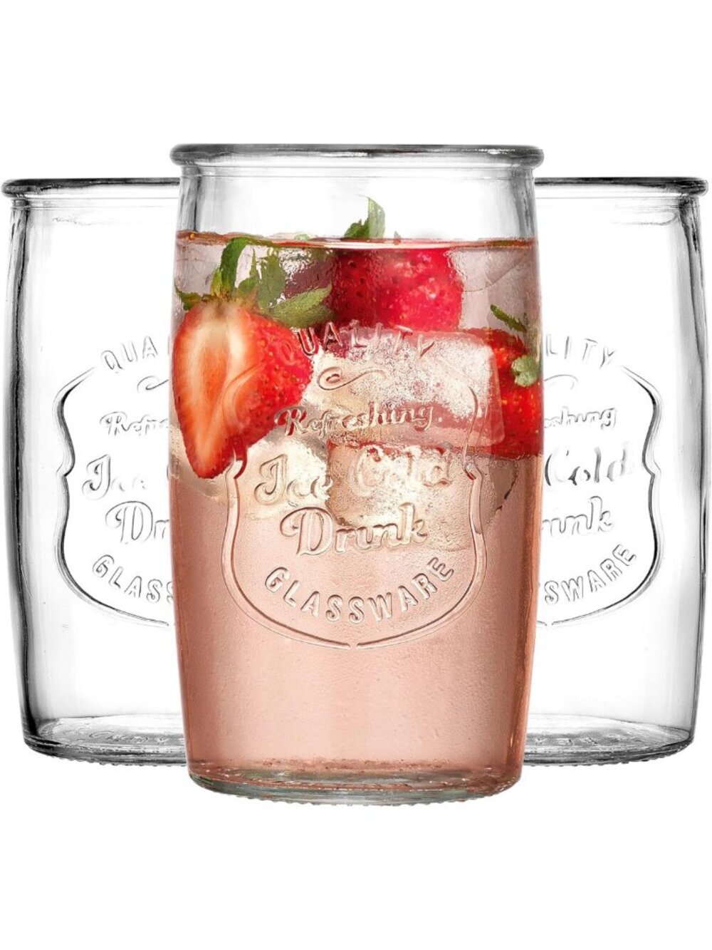 Set of 8 Vintage Stemless Highball Glasses - 20 OZ Tall Drinkware for Bar & Home